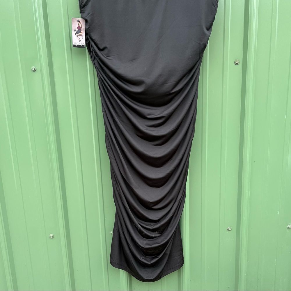 Women's Plus Black Sleeveless Open Back Midi Dress, Below Knee Length, Size XXL - Picture 10 of 11